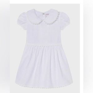 White Scalloped Hem Little Girls Dress